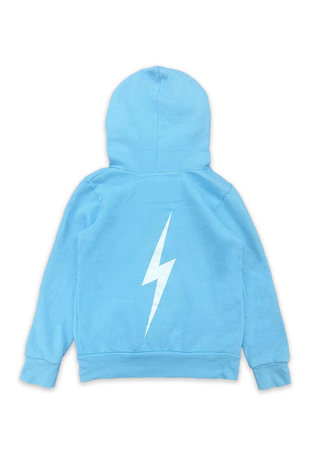 KIDS BOLT PRINT ZIP HOODIE - SKY // WHITE