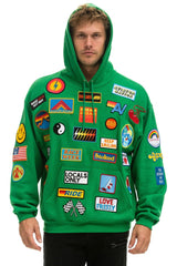 VINTAGE PATCH RELAXED PULLOVER HOODIE- KELLY GREEN