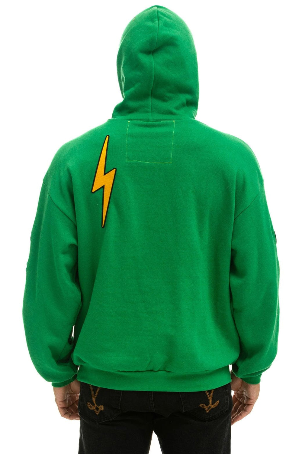 VINTAGE PATCH RELAXED PULLOVER HOODIE- KELLY GREEN