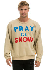PRAY FOR SNOW RELAXED CREW SWEATSHIRT - SAND