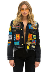 VINTAGE PATCH UNISEX DENIM JACKET - VINTAGE BLACK