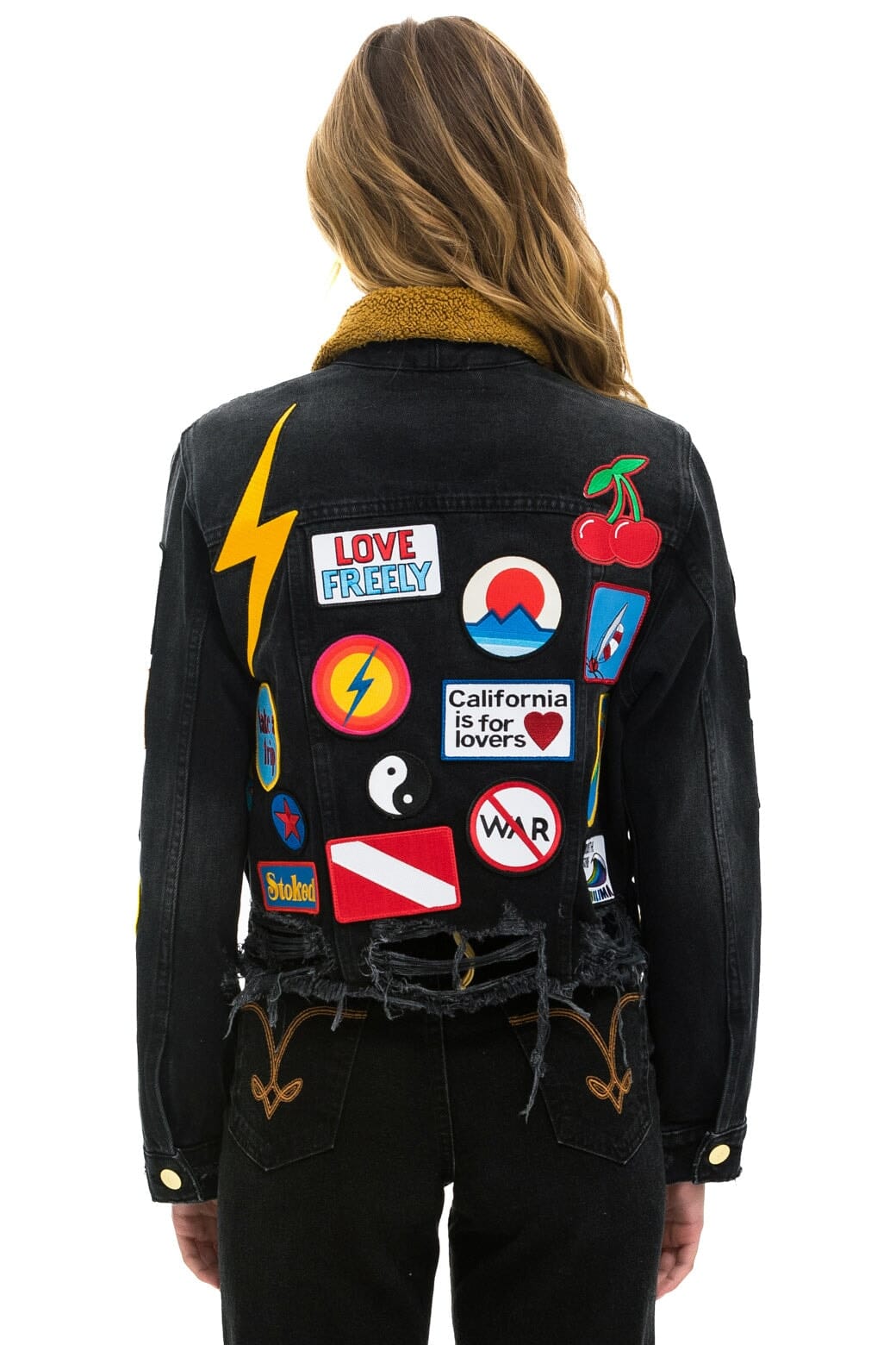 VINTAGE PATCH UNISEX DENIM JACKET - VINTAGE BLACK