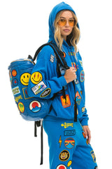 VINTAGE PATCH PUFFER BACKPACK - SNORKEL BLUE GLOSSY