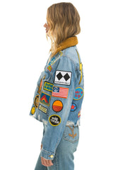 VINTAGE PATCH CROP DENIM JACKET - SUPER LIGHT