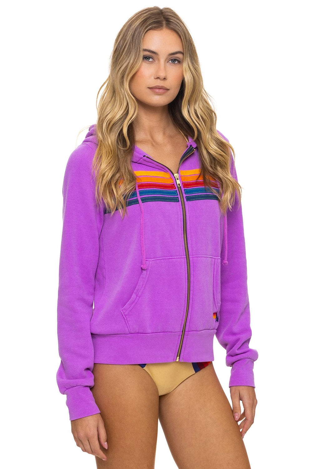 5 STRIPE HOODIE - NEON PURPLE