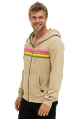 5 STRIPE HOODIE - SAND // PINK // GREEN