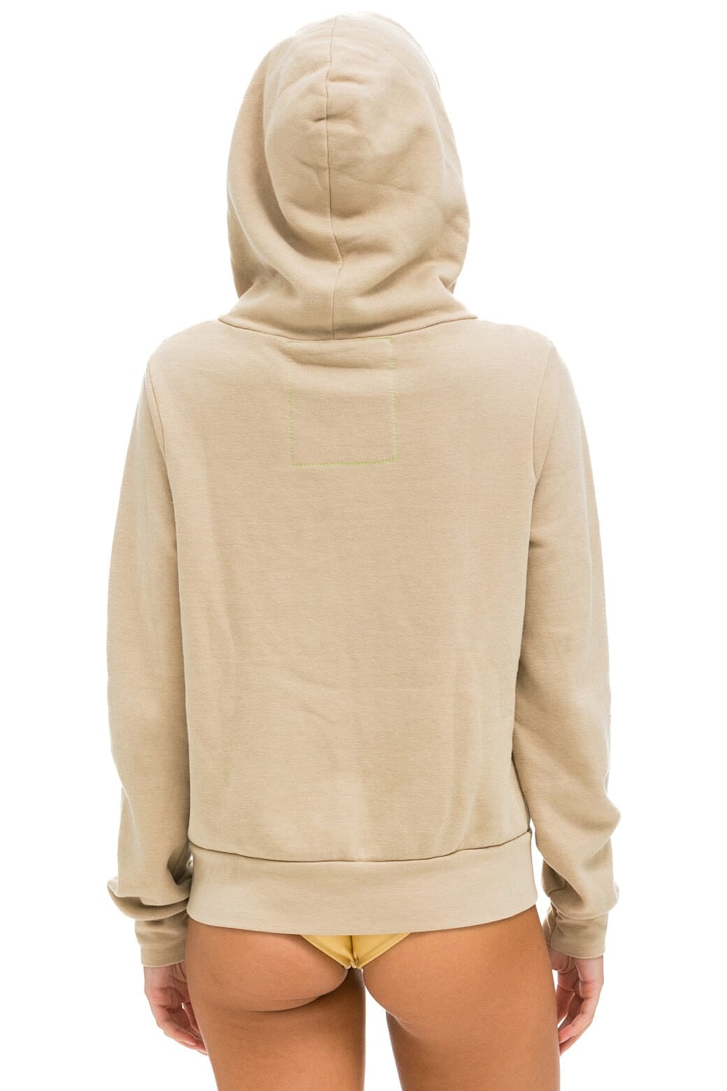 RAINBOW HEART STITCH ZIP HOODIE - SAND