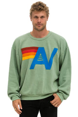 LOGO STITCH RELAXED CREW SWEATSHIRT - SAGE