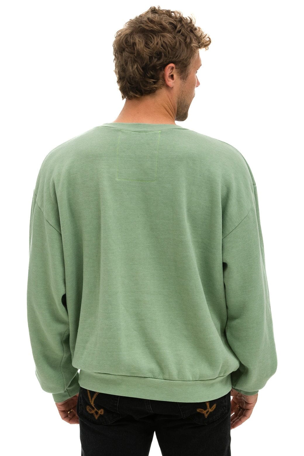 LOGO STITCH RELAXED CREW SWEATSHIRT - SAGE