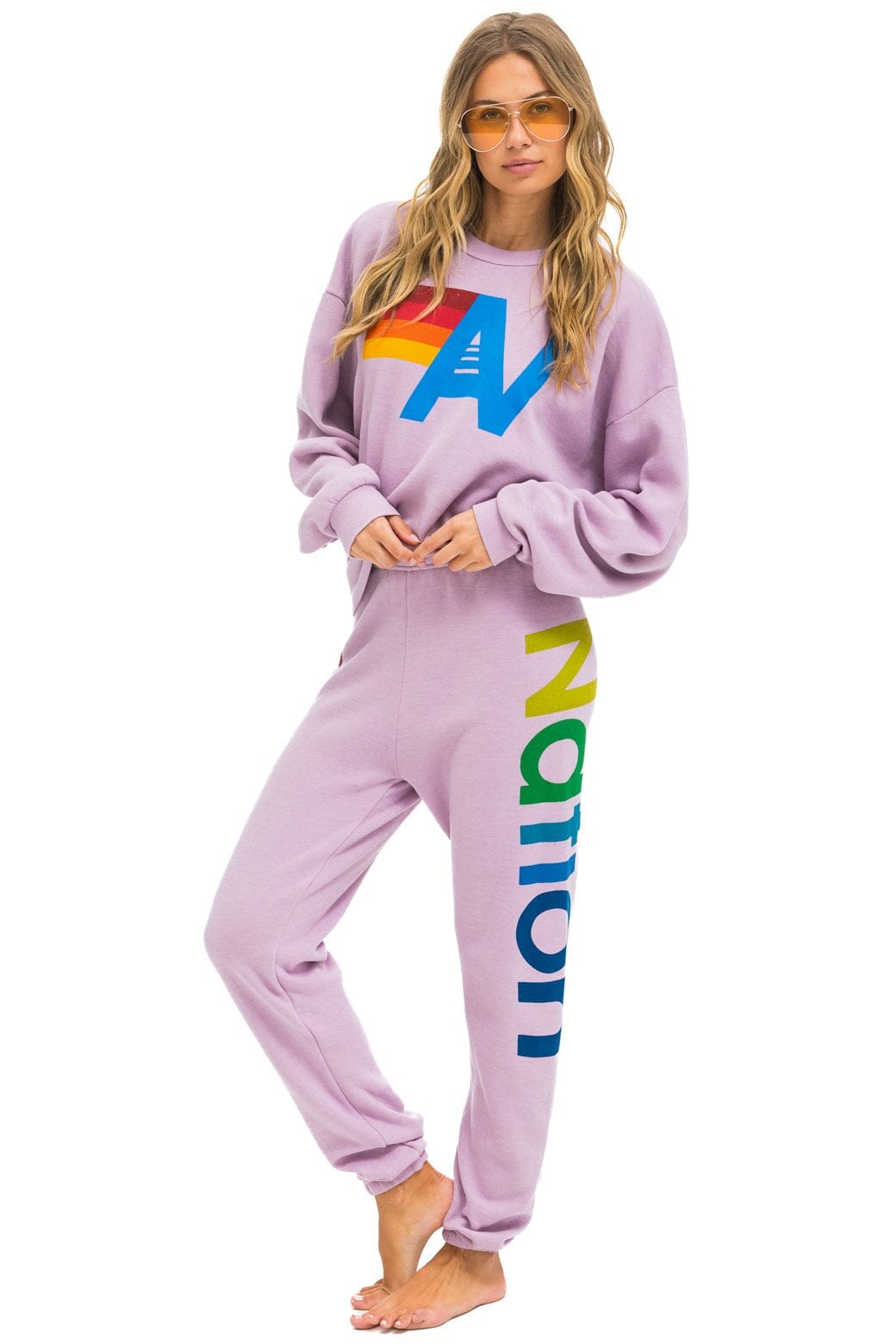 LOGO RELAXED CREW SWEATSHIRT - MAUVE