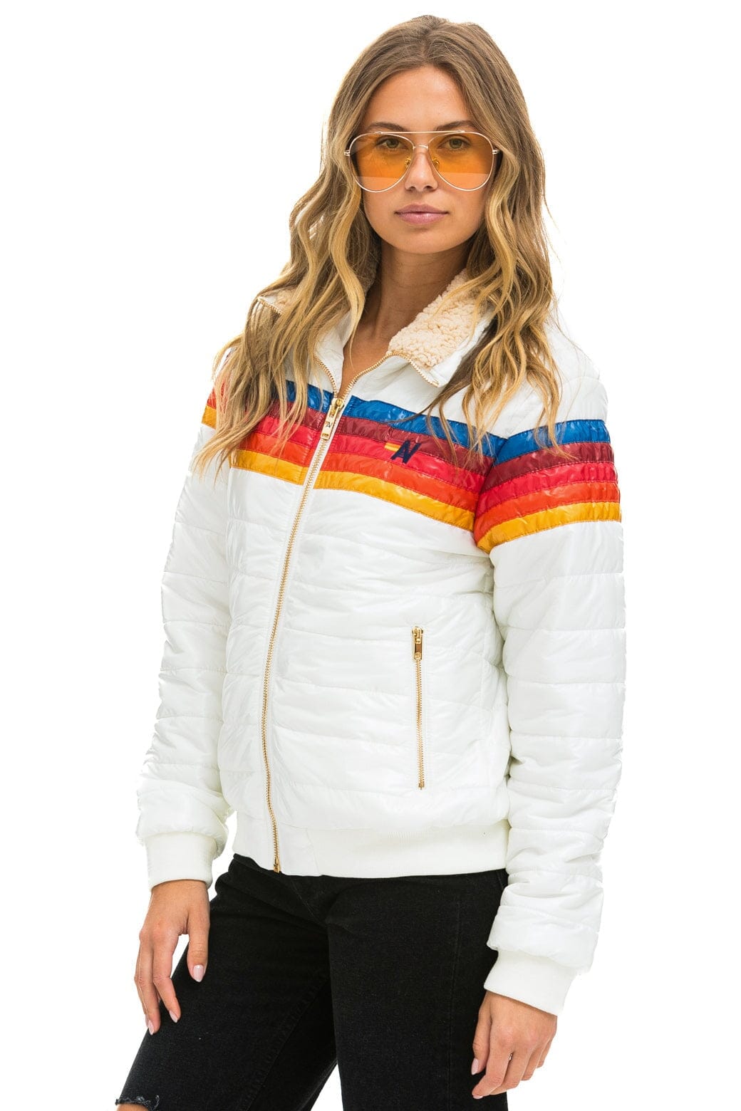 5 STRIPE JACKET - WHITE GLOSSY