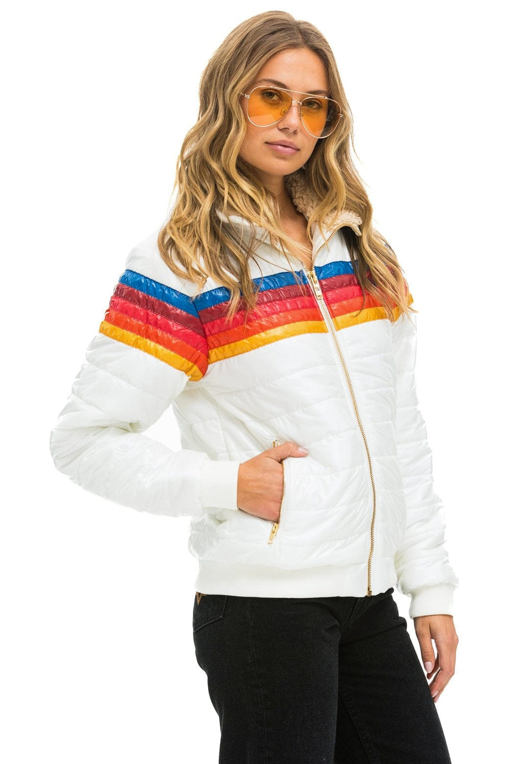 5 STRIPE JACKET - WHITE GLOSSY