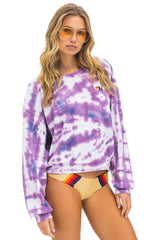 HAND DYED RELAXED CREW SWEATSHIRT - TIE DYE MAGENTA