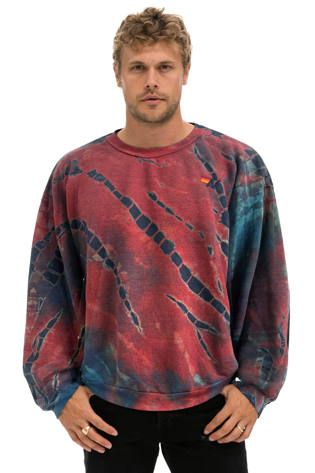 HAND DYED RELAXED CREW SWEATSHIRT - TIE DYE MULTI
