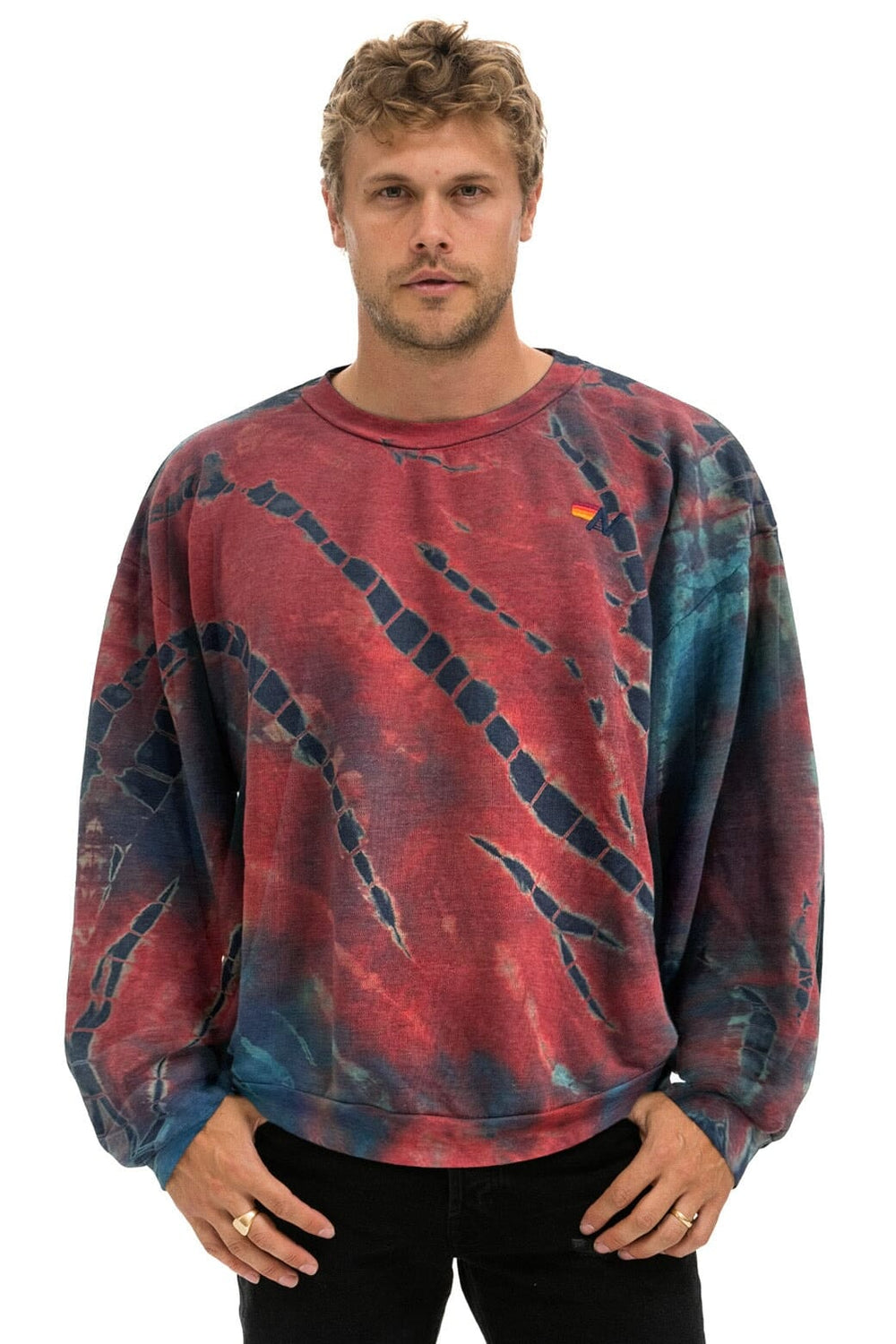 HAND DYED RELAXED CREW SWEATSHIRT - TIE DYE MULTI