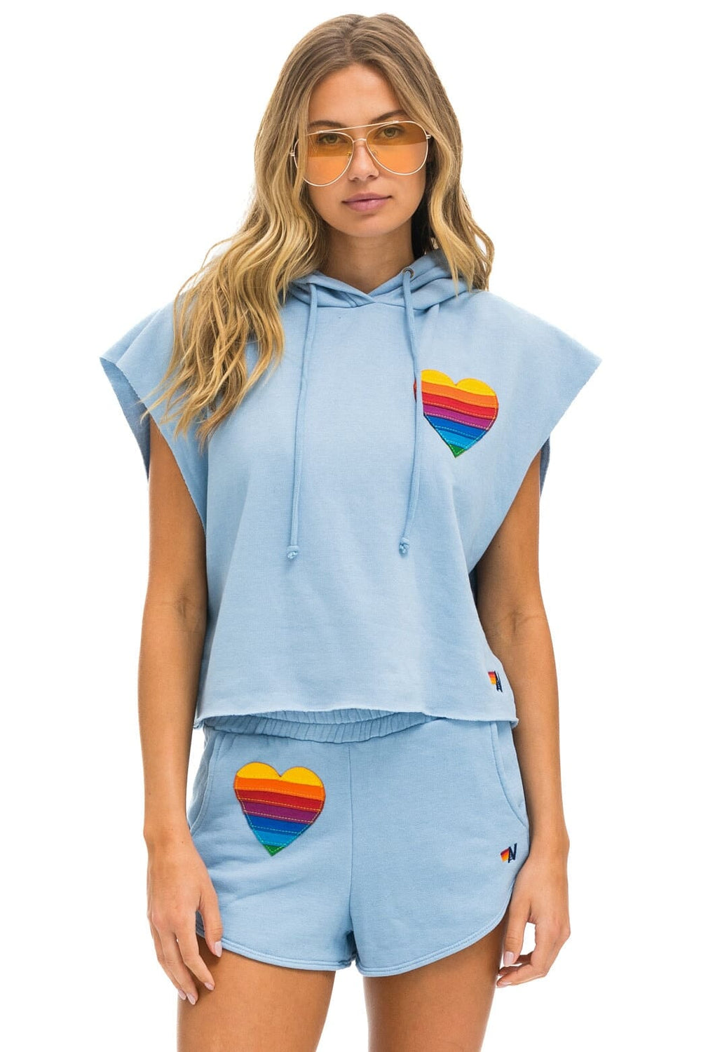 RAINBOW HEART STITCH LOUNGER SHORT - ICE