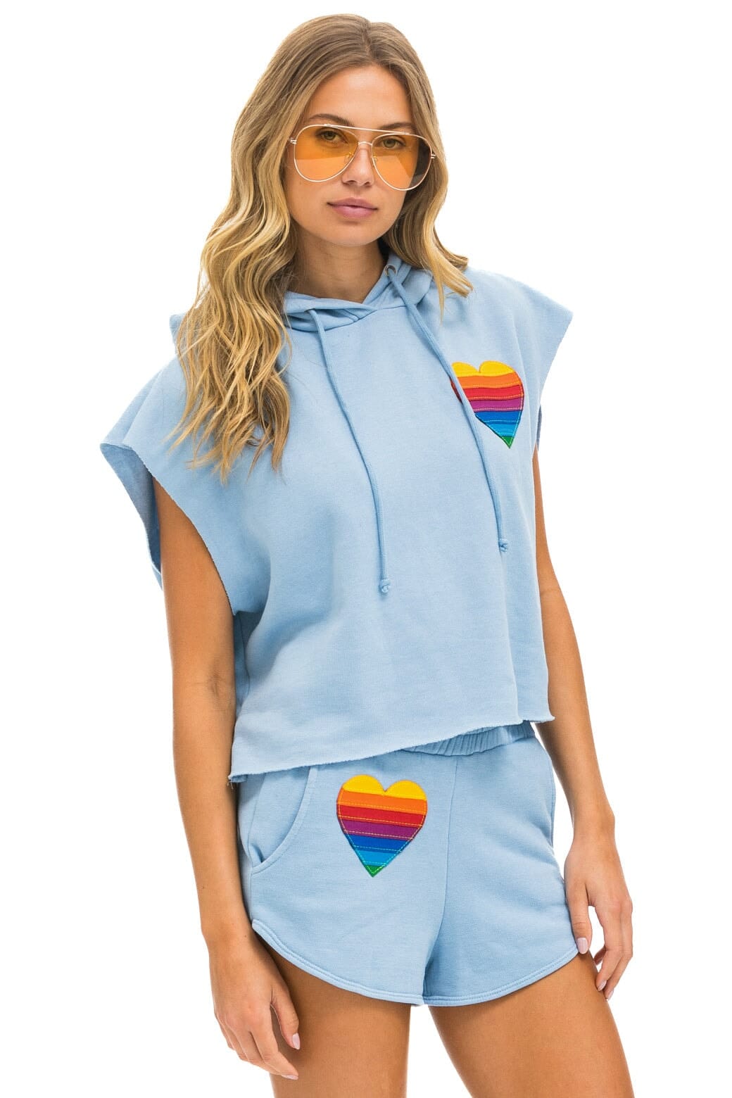 RAINBOW HEART STITCH LOUNGER SHORT - ICE