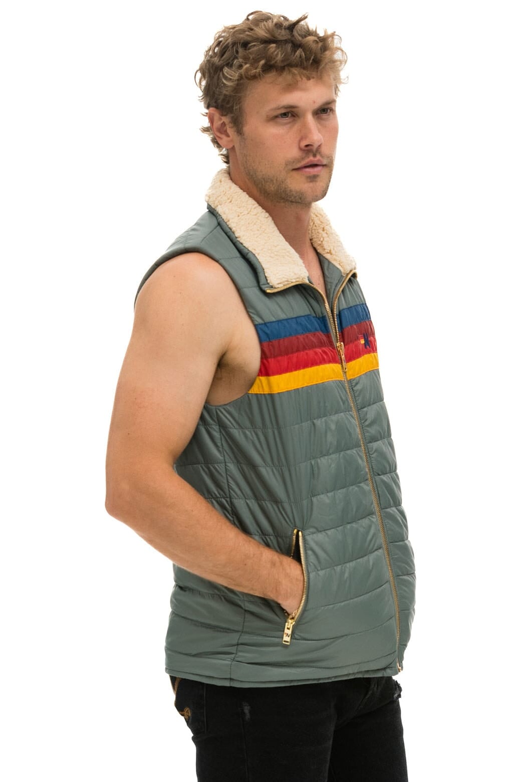 MEN'S 4 STRIPE VEST SHERPA - SEDONA