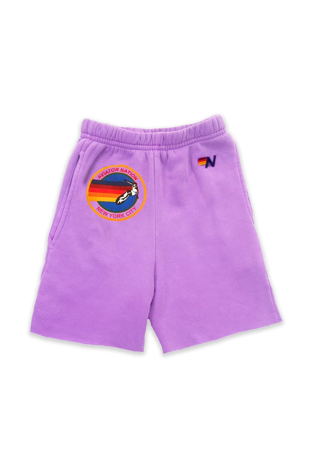 AVIATOR NATION NEW YORK CITY KIDS SWEATSHORTS - NEON PURPLE