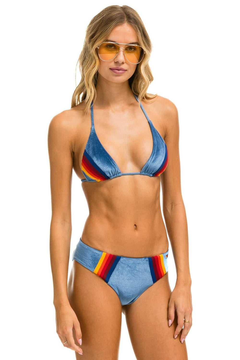 5 STRIPE VELVET TRIANGLE BIKINI TOP - ISLANDA