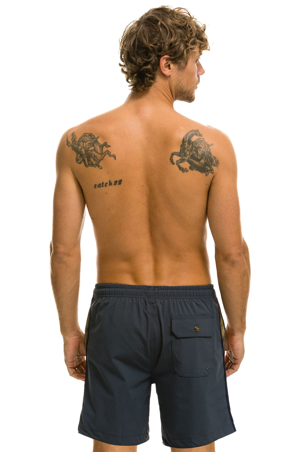 MEN'S 5 STRIPE FLEX SHORTS 7 INCH - TITANIUM