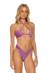 SPARKLE ST TROPEZ BANDEAU HALTER BIKINI TOP - GRAPE