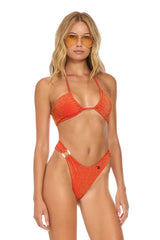 SPARKLE GYPSY RING HI-CUT FULL COVERAGE BIKINI BOTTOMS - HOT CORAL