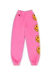 KID'S SMILEY 2 SWEATPANTS - NEON PINK