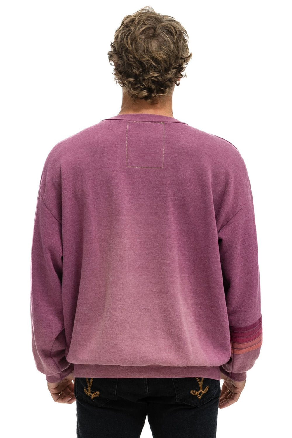 RUGBY STITCH RELAXED CREW SWEATSHIRT - FADED BERRY