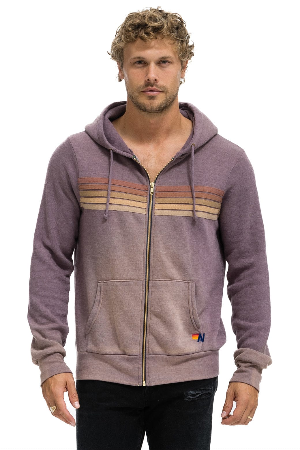 5 STRIPE HOODIE - FADED MOCHA