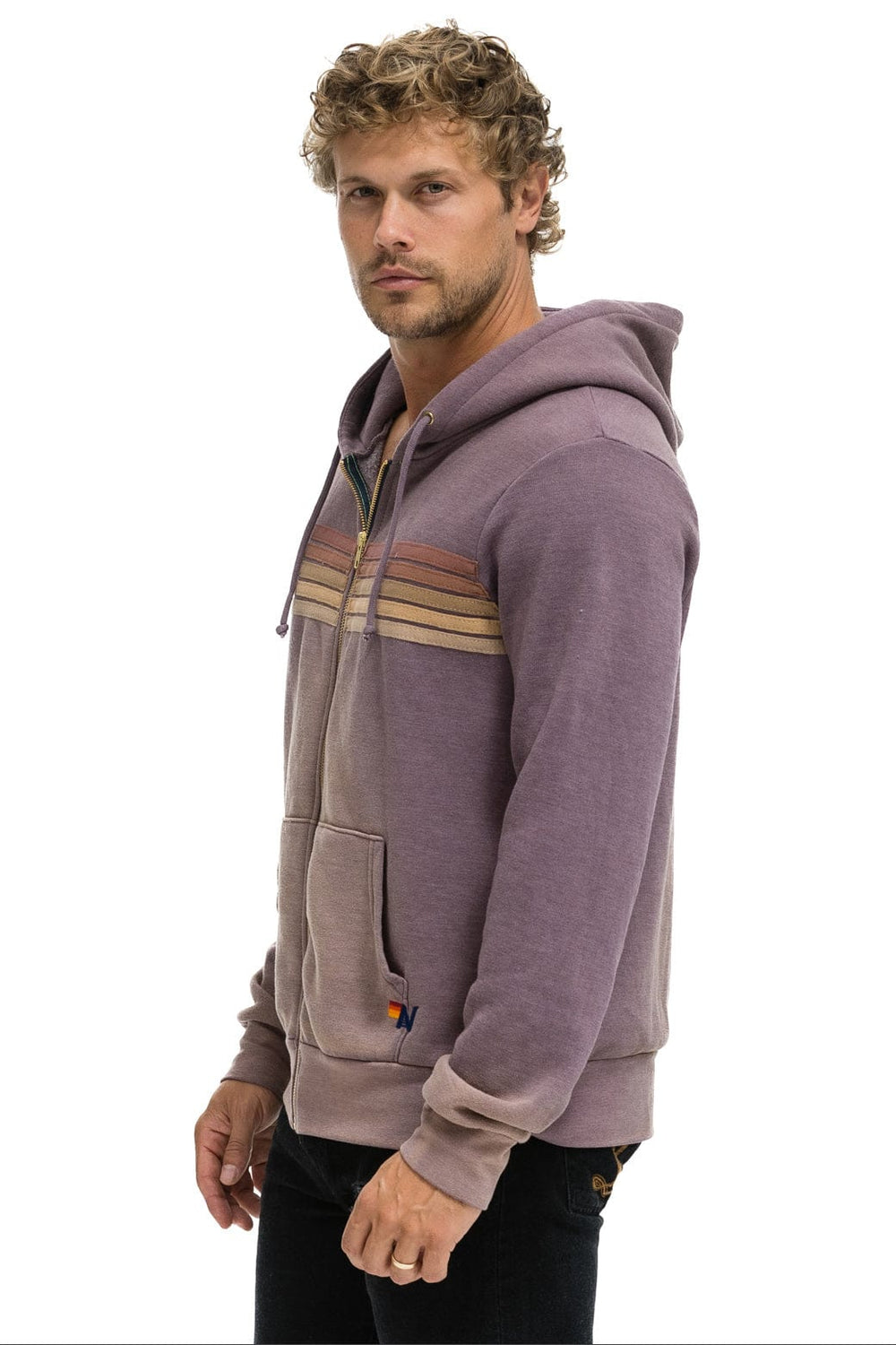 5 STRIPE HOODIE - FADED MOCHA