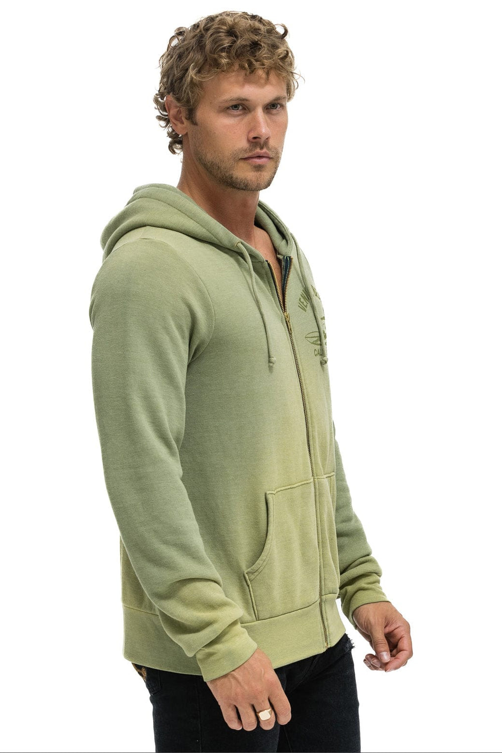 VENICE SURFER ZIP HOODIE - FADED ARMY