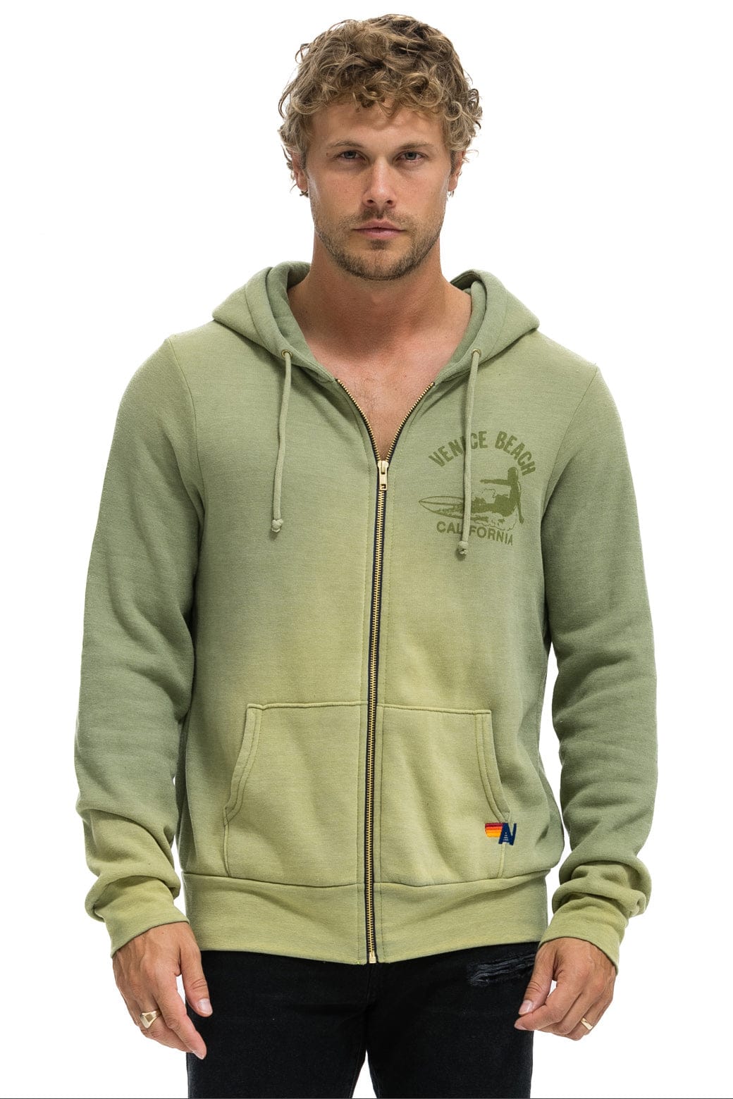 VENICE SURFER ZIP HOODIE - FADED ARMY