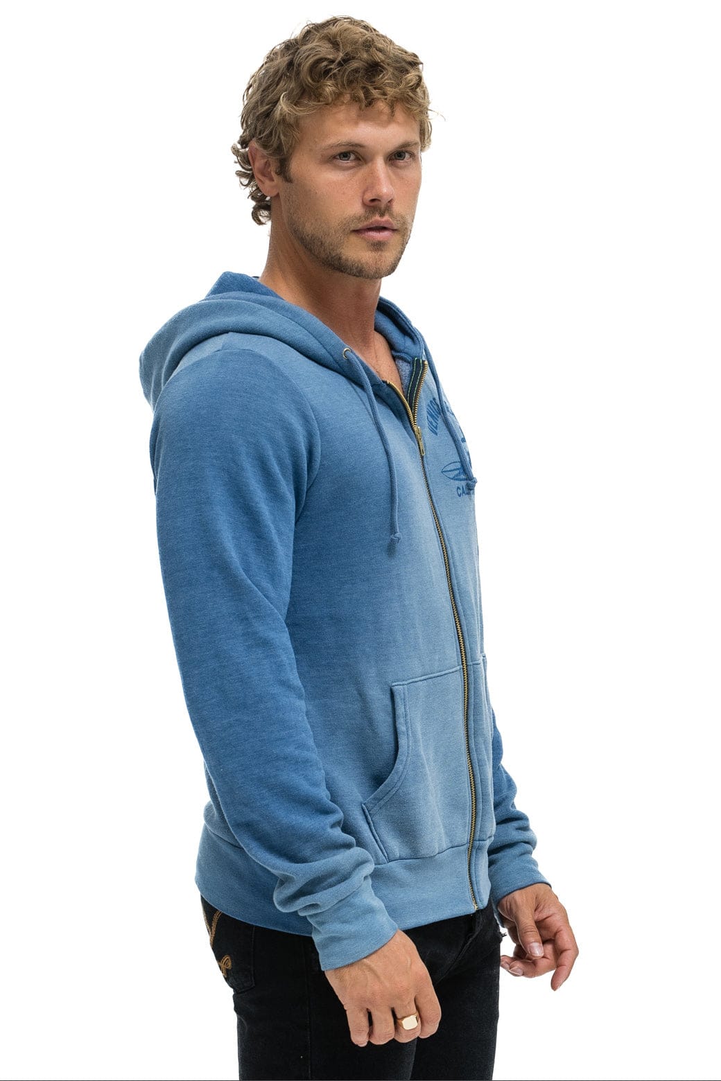 VENICE SURFER ZIP HOODIE - FADED WATER
