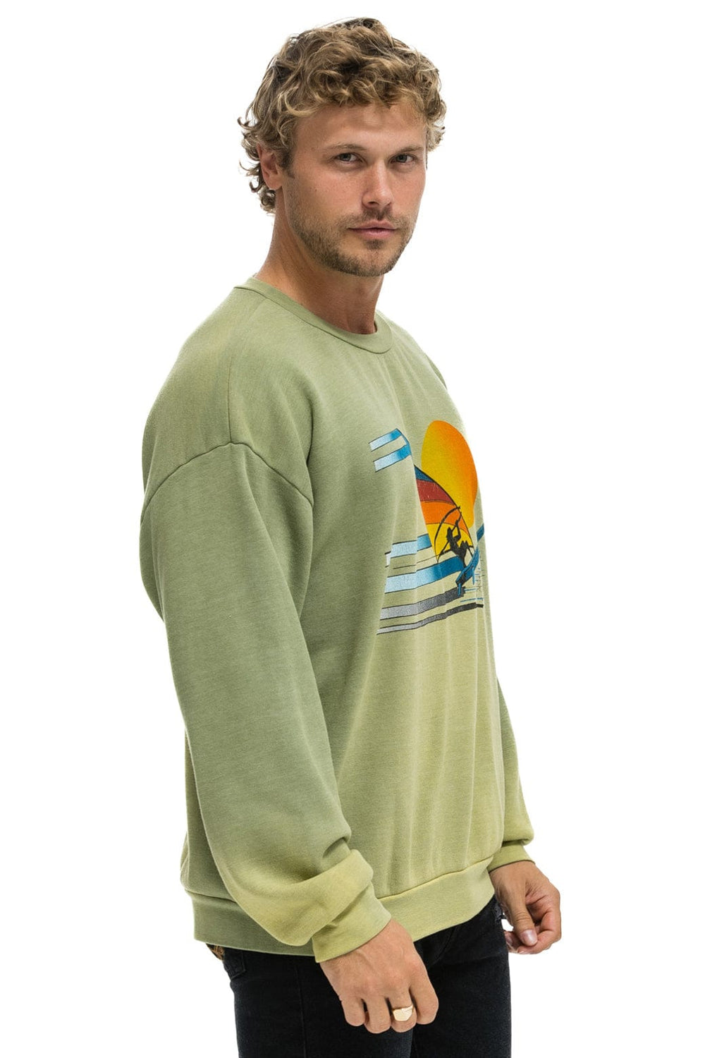 WINDSURF JUMP RELAXED CREW SWEATSHIRT - FADED ARMY