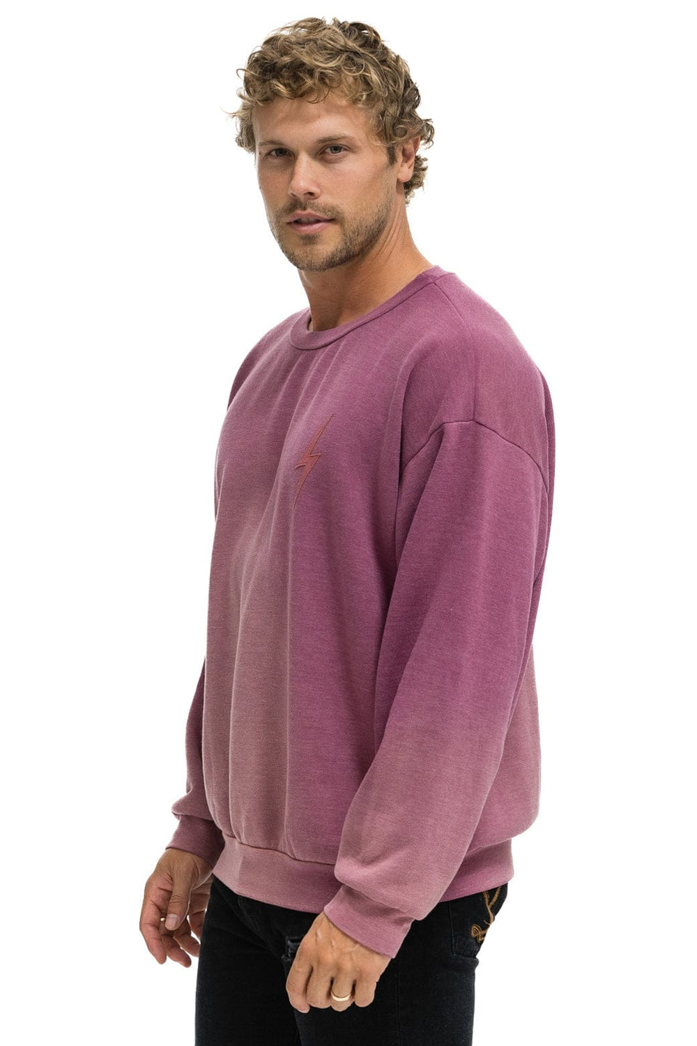 BOLT STITCH 2 RELAXED CREW SWEATSHIRT - FADED BERRY