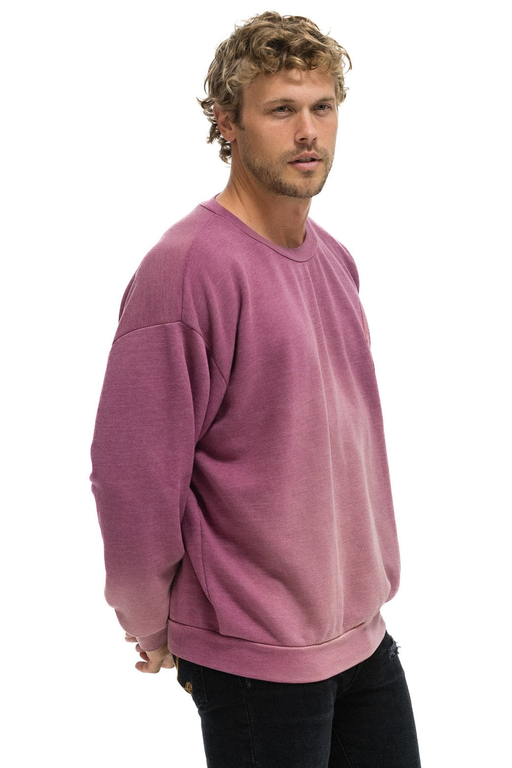 BOLT STITCH 2 RELAXED CREW SWEATSHIRT - FADED BERRY