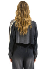 CLASSIC STRIPE CROPPED CREW SWEATSHIRT RELAXED - FADED SMOKE