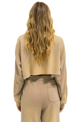 CLASSIC STRIPE CROPPED CREW SWEATSHIRT RELAXED - FADED TAN