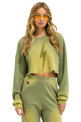 BOLT STITCH CROPPED CREW SWEATSHIRT RELAXED - FADED ARMY