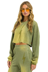 BOLT STITCH CROPPED CREW SWEATSHIRT RELAXED - FADED ARMY