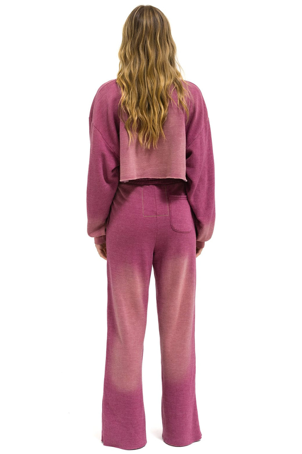 BOLT STITCH CROPPED CREW SWEATSHIRT RELAXED - FADED BERRY