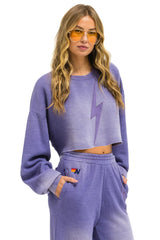 BOLT STITCH CROPPED CREW SWEATSHIRT RELAXED - FADED GRAPE