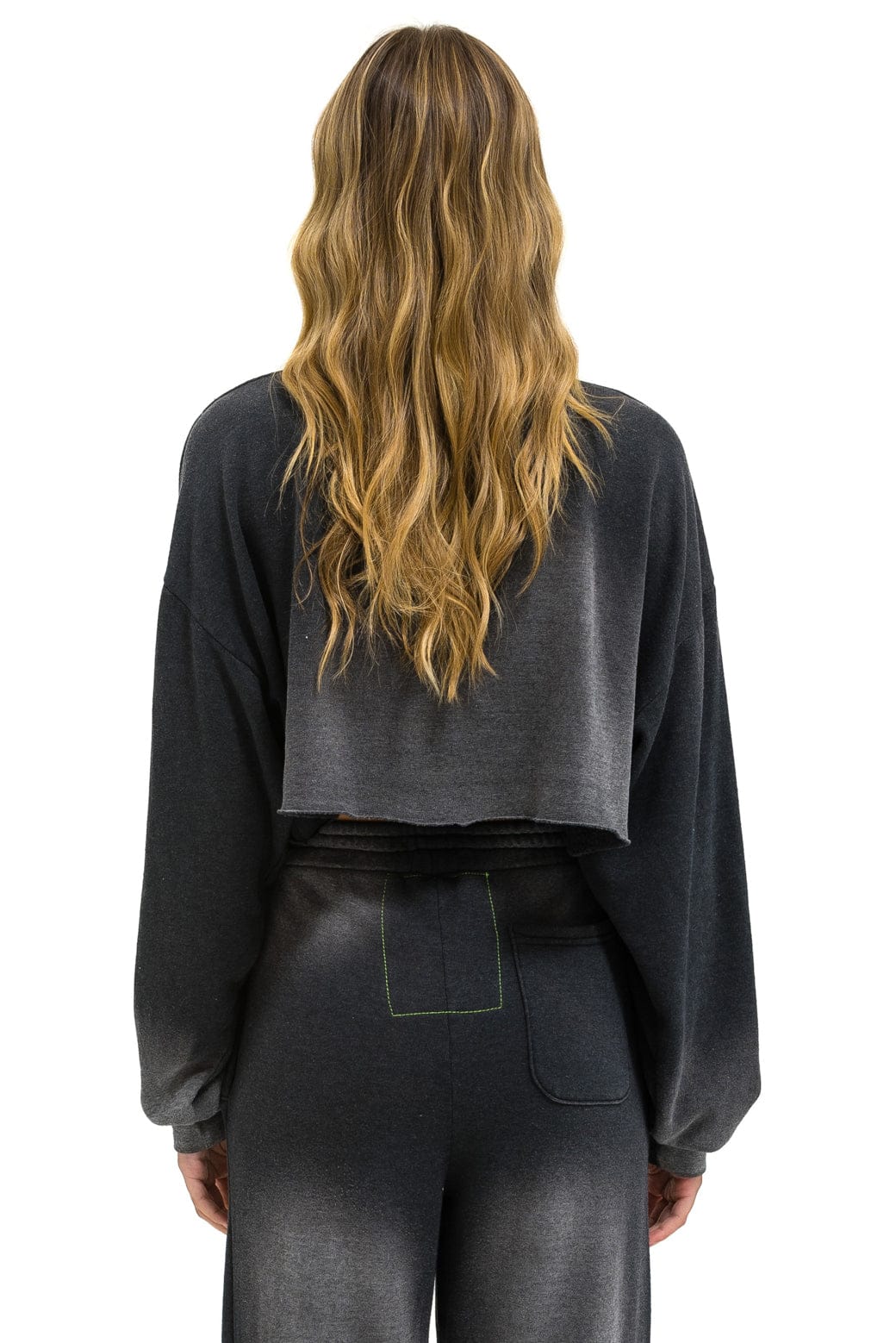 BOLT STITCH CROPPED CREW SWEATSHIRT RELAXED - FADED SMOKE