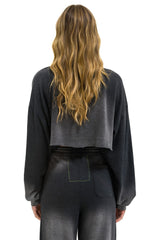 BOLT STITCH CROPPED CREW SWEATSHIRT RELAXED - FADED SMOKE