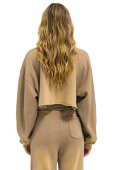 BOLT STITCH CROPPED CREW SWEATSHIRT RELAXED - FADED TAN