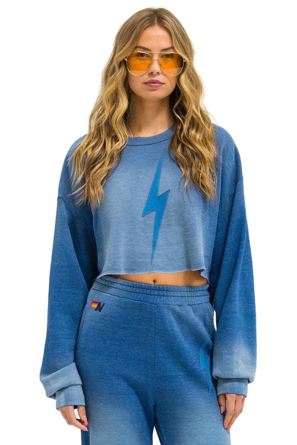 BOLT STITCH CROPPED CREW SWEATSHIRT RELAXED - FADED WATER