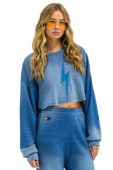 BOLT STITCH CROPPED CREW SWEATSHIRT RELAXED - FADED WATER