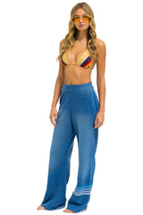 RUGBY STITCH WIDE LEG POCKET SWEATPANTS - FADED WATER