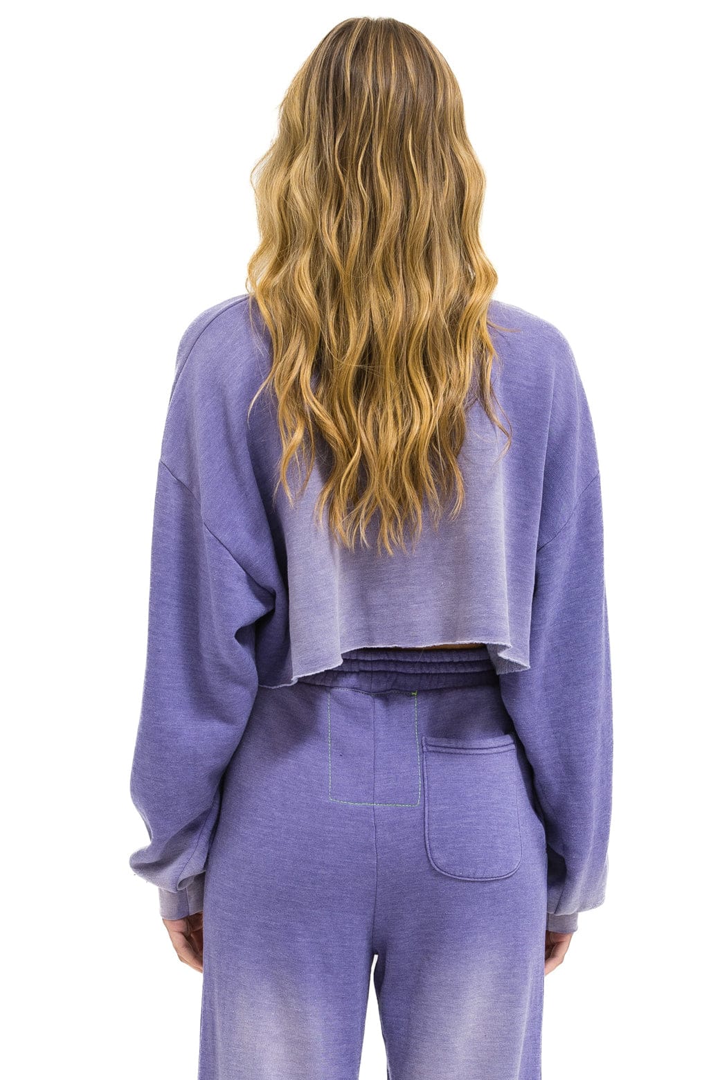 AN 3D CROPPED CREW SWEATSHIRT RELAXED - FADED GRAPE